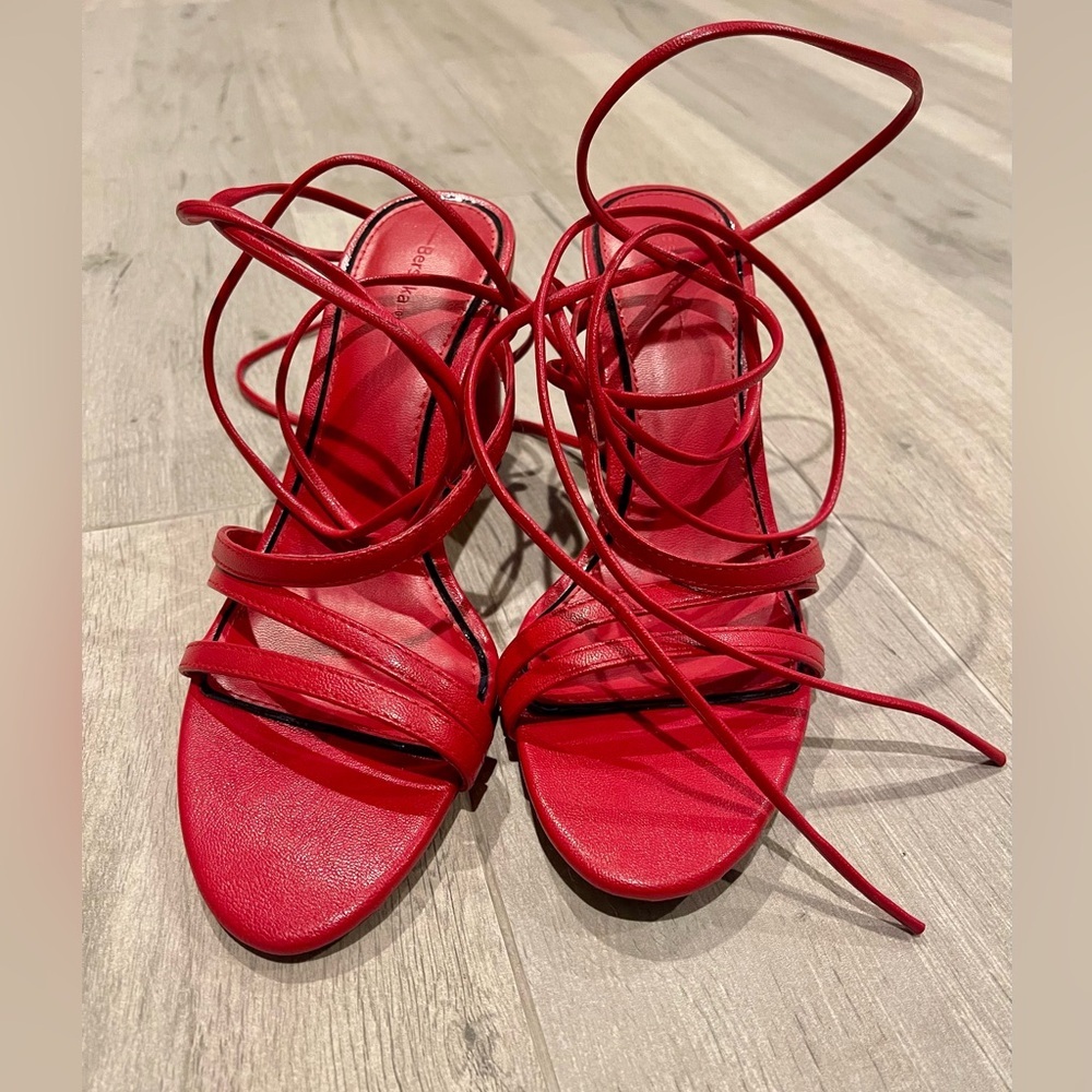 Bershka Red Block Heels Strappy Sandals Size 6 - Picture 3 of 9